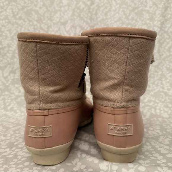 Sperry Duck Boots Women Size 7 Pink Waterproof Wool Embossed STS82038 - Picture 2 of 6